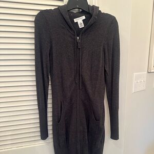 White House black market long zip up coat/shirt